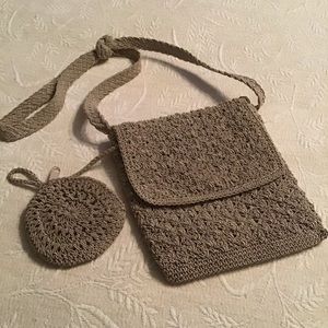 CLEARANCE: Woven/crocheted crossbody bag and coin purse